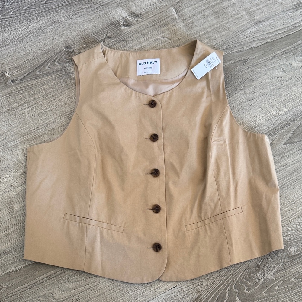 Old Navy Beige Button-Front Vest